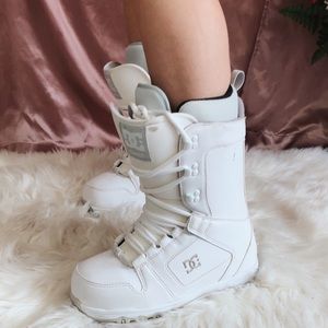 White and Gray DC Snowboard Women Ski Boots